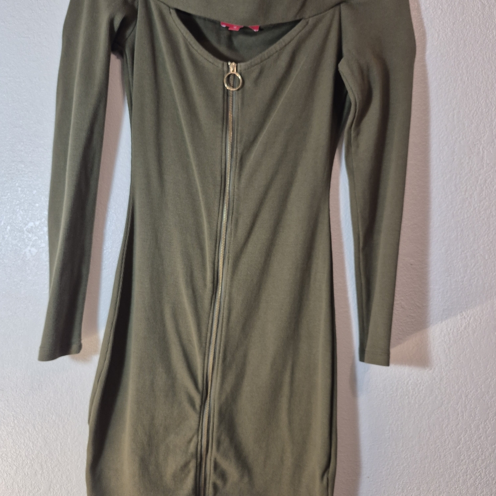 Guess Olive Green Long Sleeve Dress